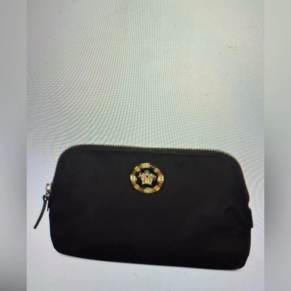 Versace Black Cosmetic Pouch with Gold Medusa